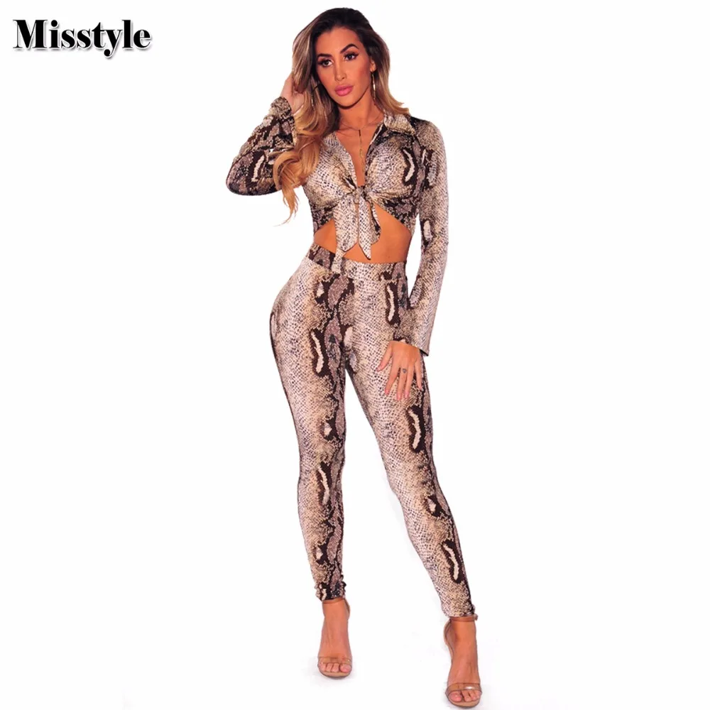 Misstyle принт змеиной кожи из двух частей комплект пикантные Для женщин с широкими