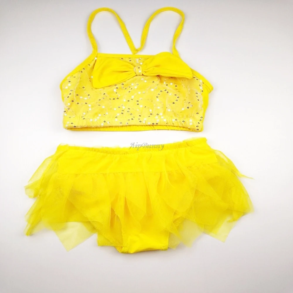 Детская юбка с оборками сетчатый Купальник для девочек светоотражающий Топ