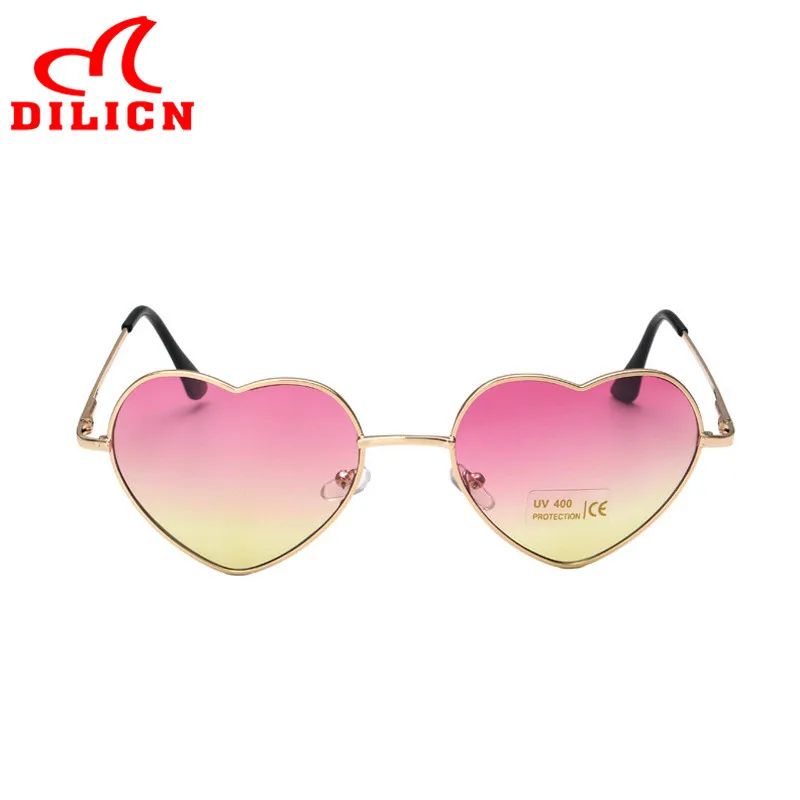 Градиентные линзы в форме сердца солнцезащитные очки для женщин металлические