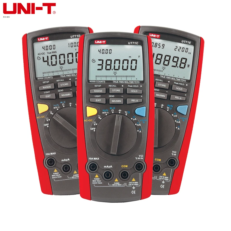 UNI-T UT71A UT71B UT71C UT71D UT71E Интеллектуальный ЖК-цифровой мультиметр AC DC Вольт Ампер Ом Емкость Темп метр