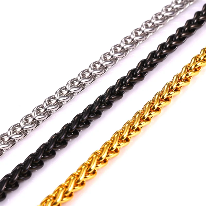 Витая Ювелирная цепочка с покрытием из на шею для мужчин желтого золота/черного