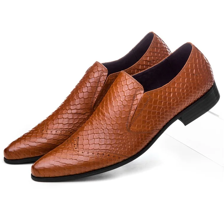 Деловые мужские туфли из натуральной кожи с тиснением под рептилию|shoes fashion men|shoes