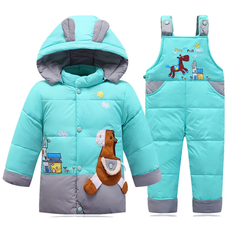 Троянские декоры зимняя одежда для малышей уплотненные куртки на утином пуху +