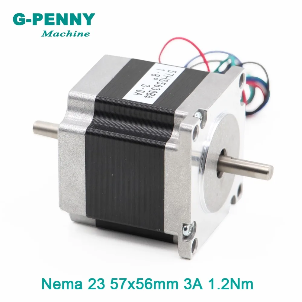 NEMA23 чпу шаговый двигатель 57x56 шаговый двигатель 3A 1,2 Н. М двойной вал 6,35/8 мм 172Oz-in шаговый двигатель для гравировки машины 3D принтер
