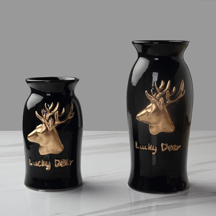 Креативные керамические вазы с изображением головы Золотого оленя украшения для