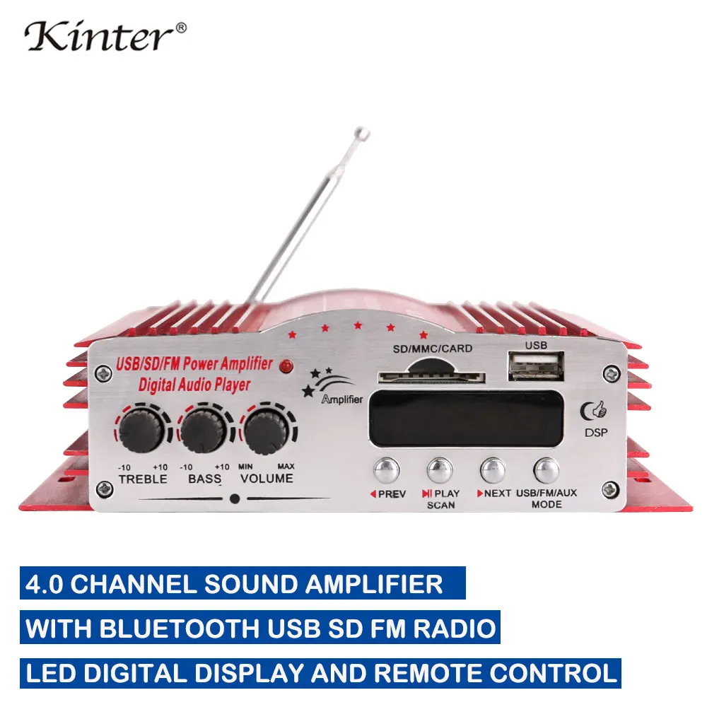 Kinter hifi усилитель аудио 4 0 канальный Стерео Звук Усилители MA 200 чип tda7297 поддержка BT