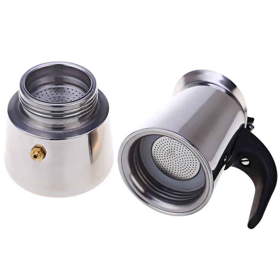 Кофейник из нержавеющей стали D #100/200/300/450 мл Кофеварка Moka чайник Mocha плита