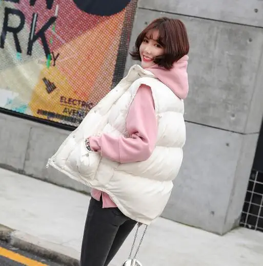 Rlyaeiz Short Women Winter Vest Coat 2018 Autumn Casual Pockets Down Cotton Padded Sleeveless Jacket Warm Waistcoat | Женская одежда