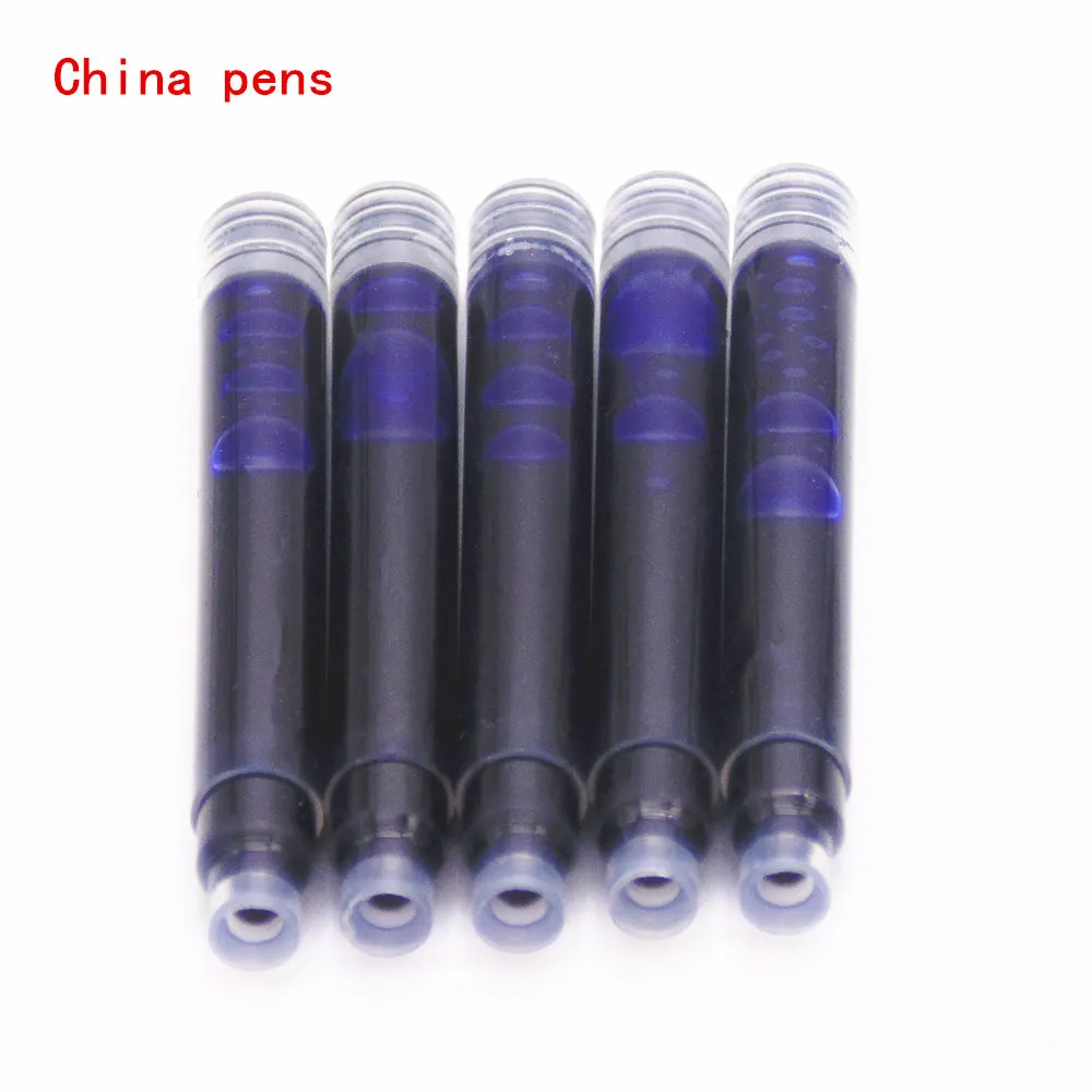 5pcs ink Blue Роскошное Качество 7023 Белый Розовый Черный Цвет Бизнес Офис тонкий перьевая ручка новая каллиграфия ручка - Цвет: 5pcs ink Blue