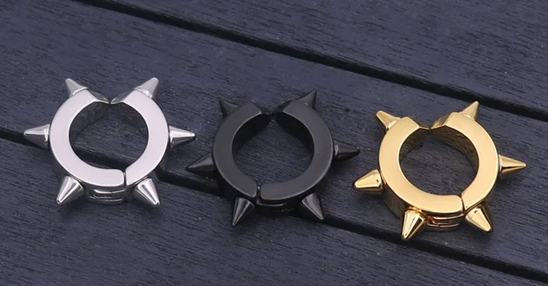 Клипсы в стиле панк с шестью маленькими конусными наконечниками серьги из