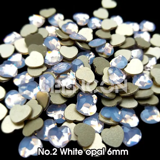 2 white opal Япония nail art 10 шт./лот 6 мм надписи Sweet Love Heart Стразы для маникюра, высшее качество, аксессуары со стразами с плоской задней частью - Цвет: 2 white opal