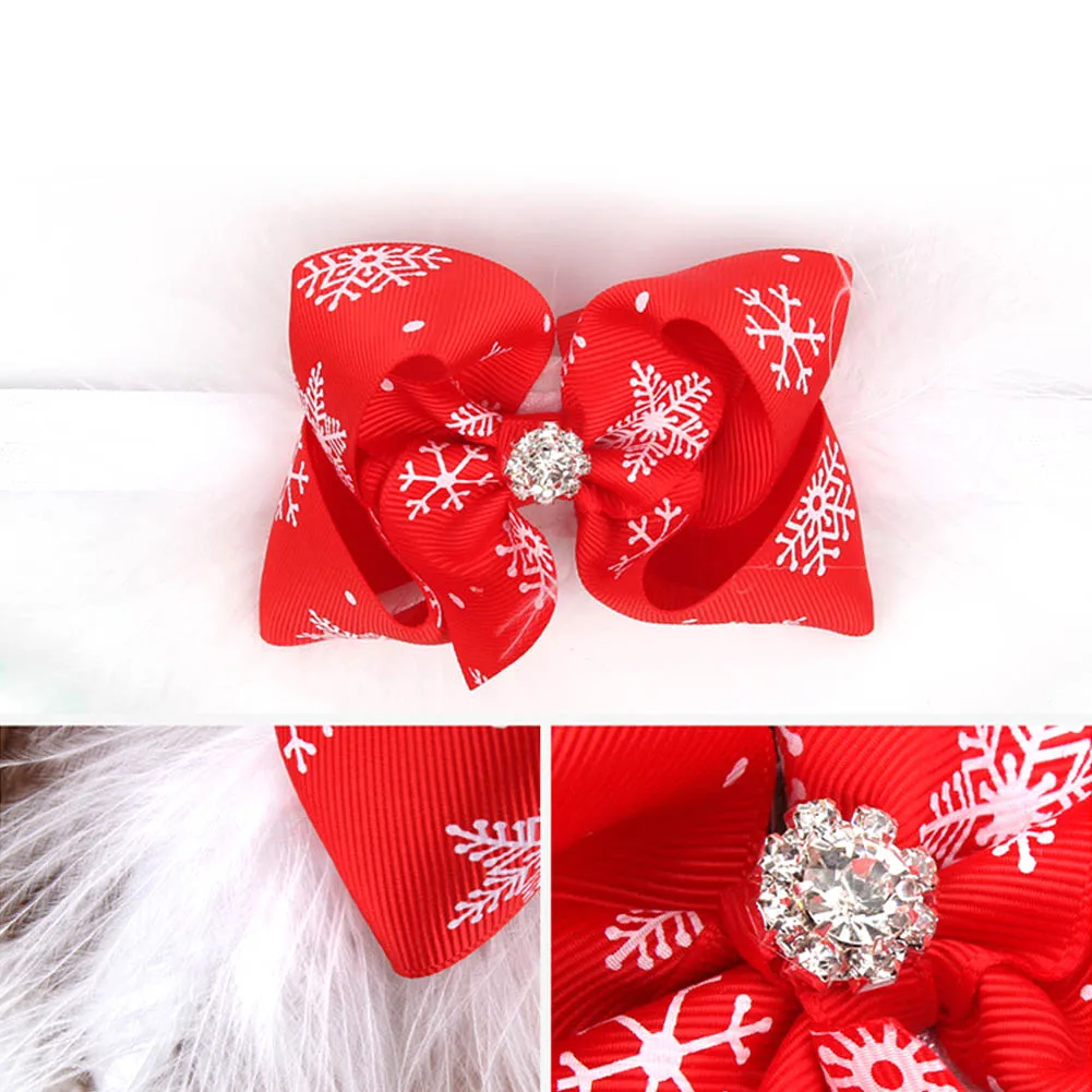 Рождественское украшение яркий бант с пером повязка на голову для девушек