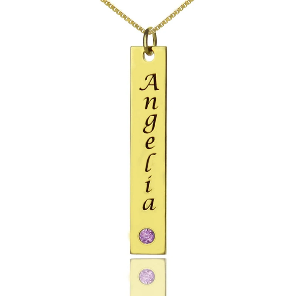 

Sweey Dropshipping Personalized Vertical Bar Necklace Name Tag with Birthstone Custom-made Delicate Hot Selling Unisex Jewelry