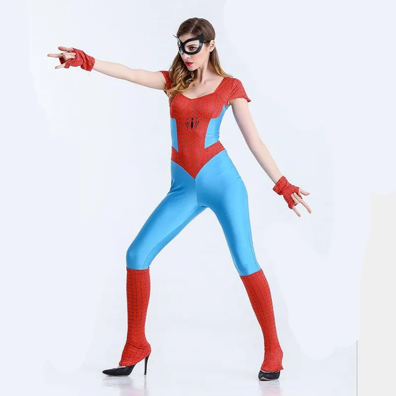 Женский костюм для взрослых сексуальный Человека-паука супергероя косплея на