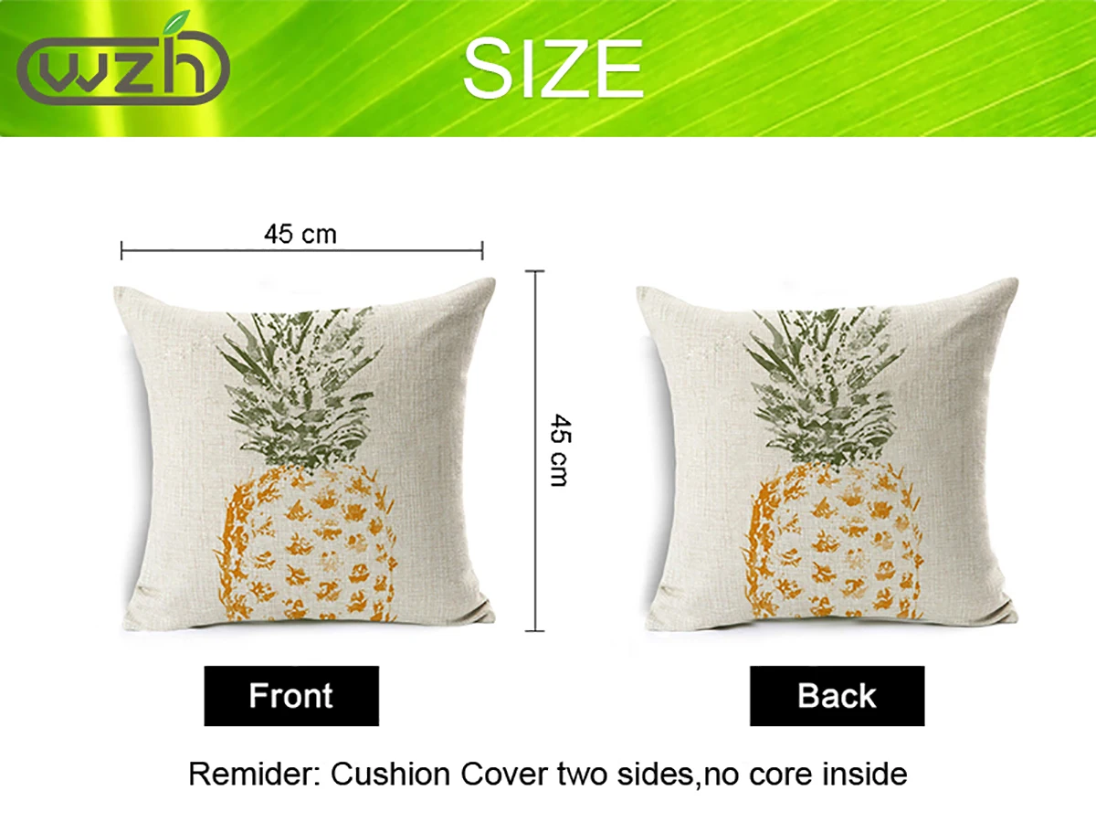 WZH Printed Animals Cushion Cover 45x45cm Linen Decorative Pillow Cover Sofa Bed Pillow Case