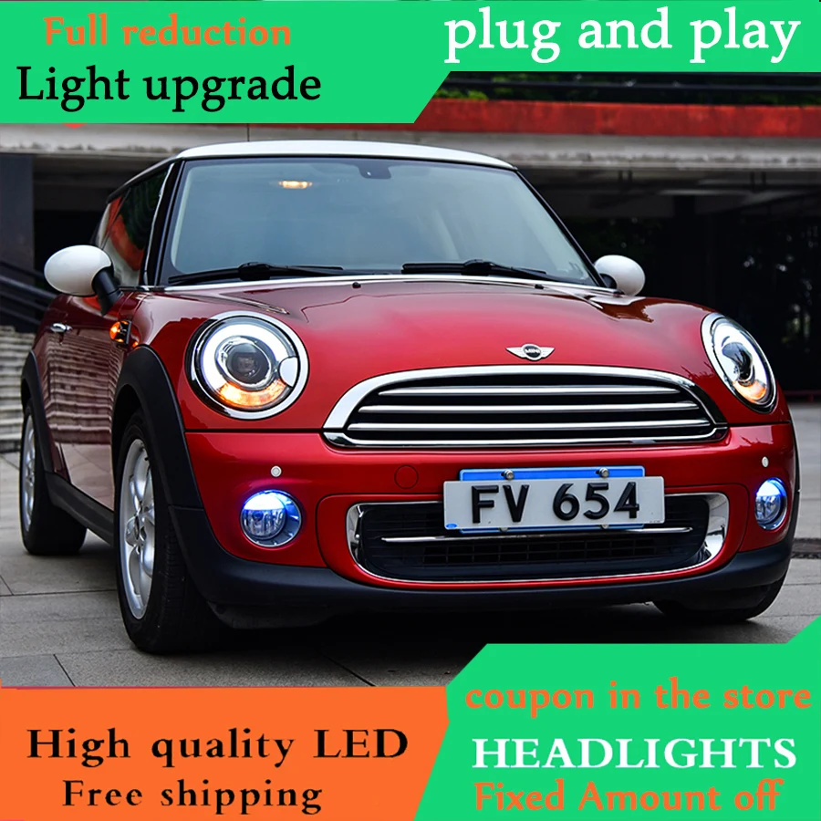 D_YL автомобильный Стайлинг для BMW Mini R56 фары 2006-2013 F56 светодиодный DRL Объектив