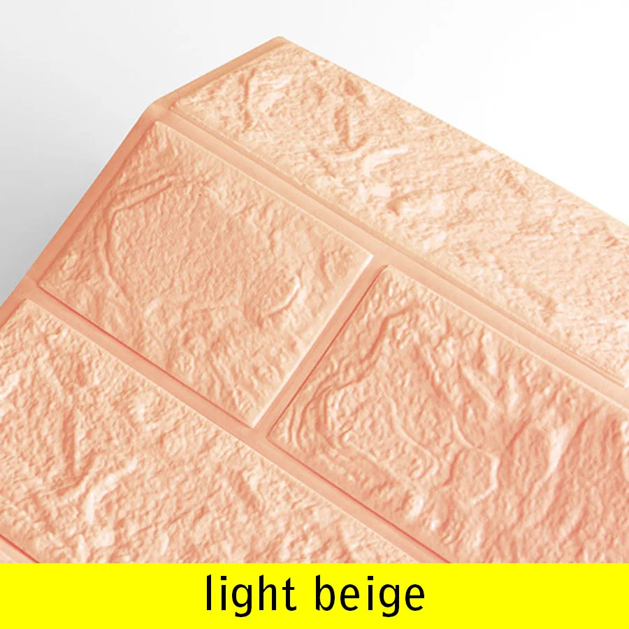 light beige 3D настенные наклейки на стену с рисунком кирпича, самоклеющиеся обои для спальни, гостиной, сделай сам, домашний декор, водостойкая защита от столкновений - Цвет: light beige
