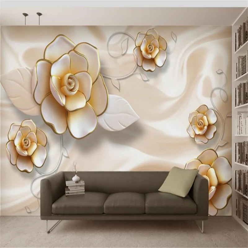 

beibehang papel de parede Relief large-scale high-relief flowers 3D living room TV room wallpaper paintings home decoration