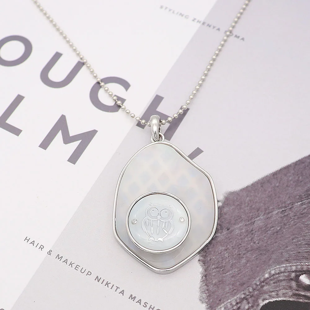 White Acrylic pendant Necklace with 80CM chain KC1095 fit 20MM snaps jewelry irregular shape Chain Bohemia Chic | Украшения и