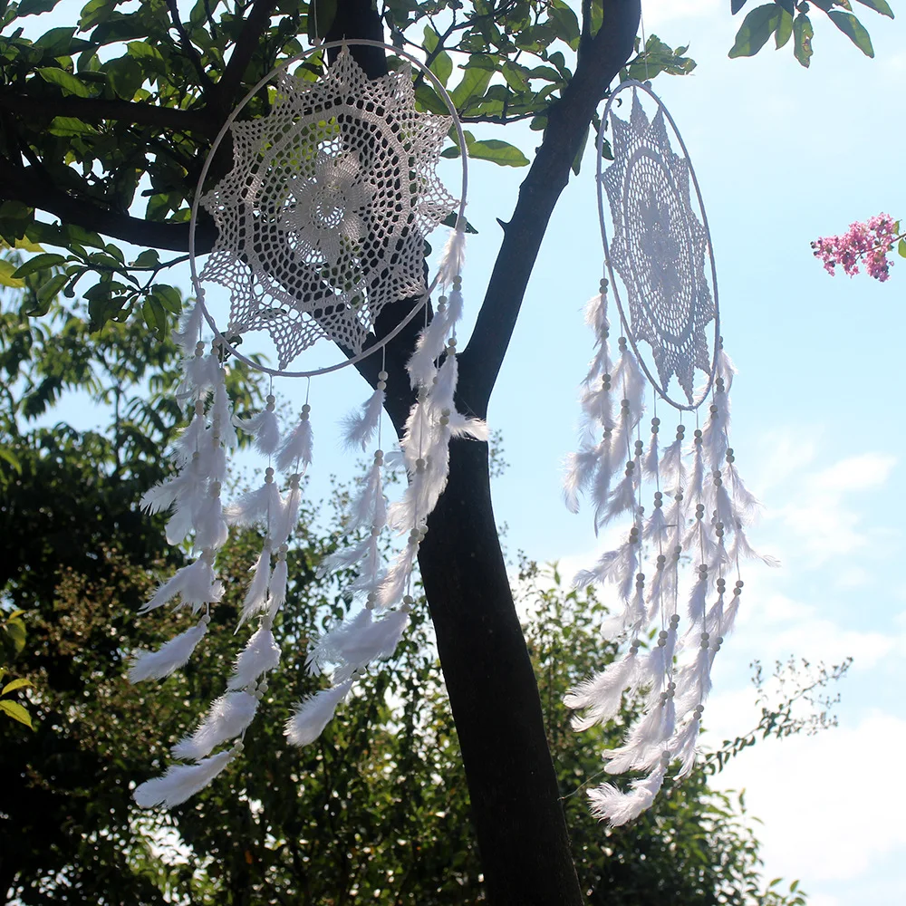 Dreamcatcher Handmade Ветряные колокольчики Висячая подвеска Перо индейского ловца снов Висящие на стене художественные произведения Искусство домашнего декора Ремесла на машине.