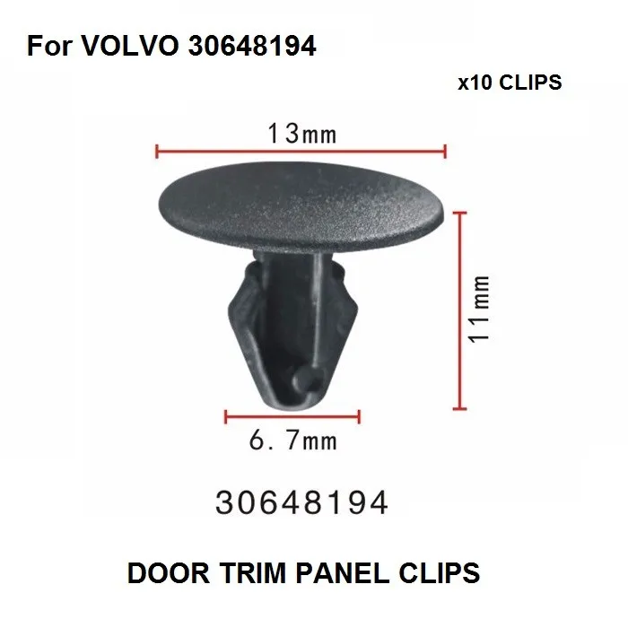 

x10pcs For VOLVO OEM 11-16 S60 Rear Door-Mount Kit Clip 30648194 Black Nylon New