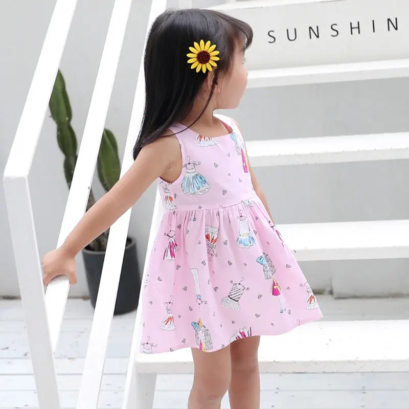2019 летнее платье для маленьких девочек одежда с принтом Платья принцессы без
