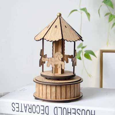 Sky City музыкальная карусель деревянная Ретро механическая шкатулка подарок на