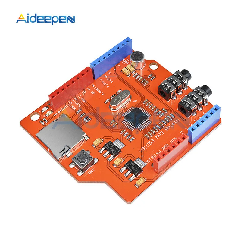 VS1053 Red B VS1053 VS1053B стерео аудио MP3 модуль щит запись декодирования макетная плата с слотом для sd-карты для Arduino UNO Breakout Board - Цвет: VS1053 Red B