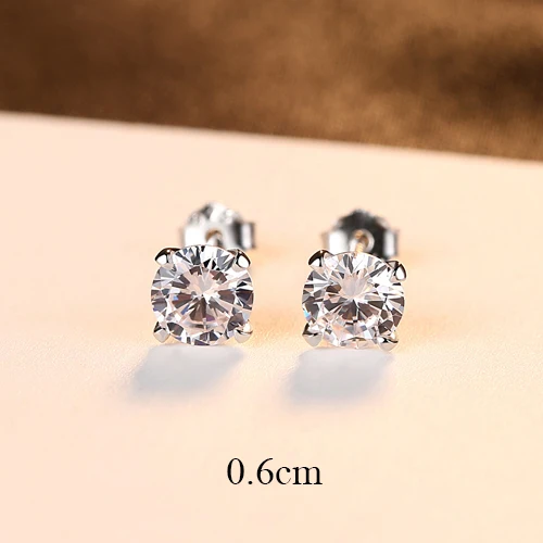 0.6CM LUOTEEMI серьги-гвоздики, 925 пробы, серебряные, квадратные, 4 размера, на выбор, Новое поступление, брендовые, Роскошные, для женщин, девушек, на вечеринку, на выпускной, на годовщину - Окраска металла: 0.6CM