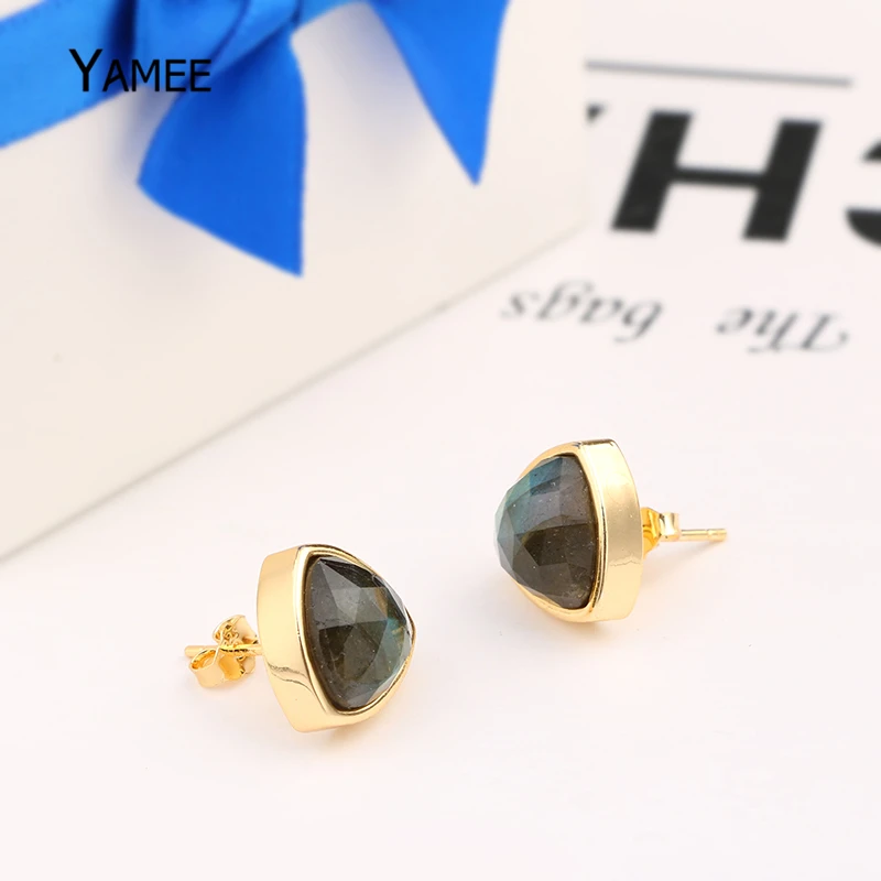 Женские Простые треугольные серьги гвоздики золотого цвета элегантные женские с