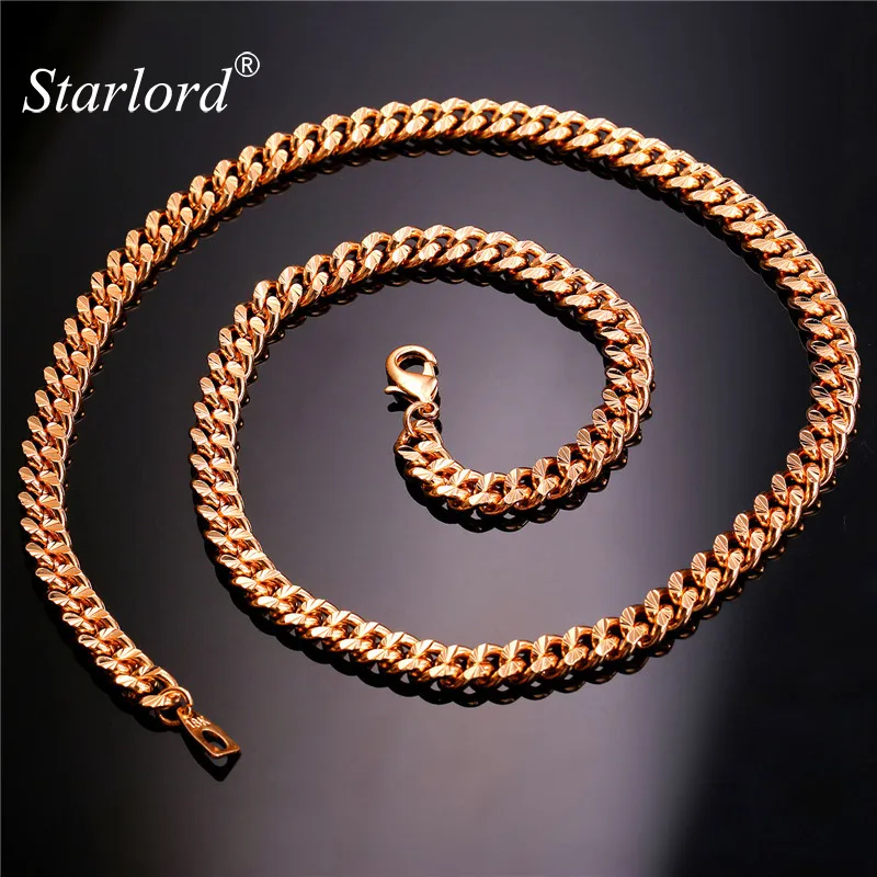 Цепочка на шею для мужчин Starlord Helix розовое золото/золото 6 мм|chain necklace|necklace for mencuban