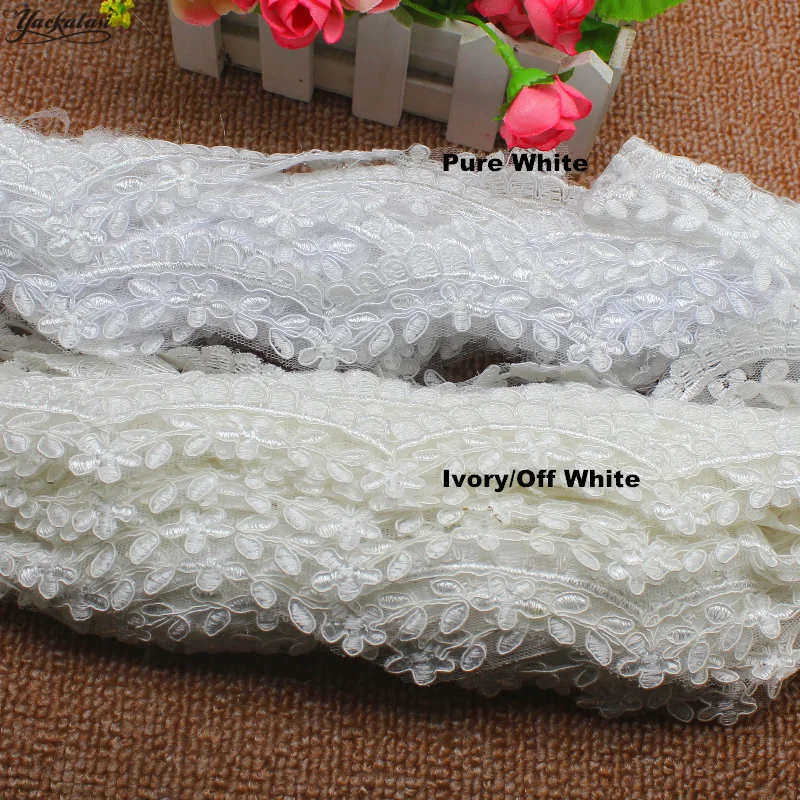 YACKALASI 5 ярдов/партия Великолепное Кружевное белое свадебное платье с зубчатой