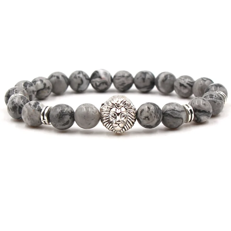 Модный матовый браслет с черными бусинами из натурального камня мужской lucky