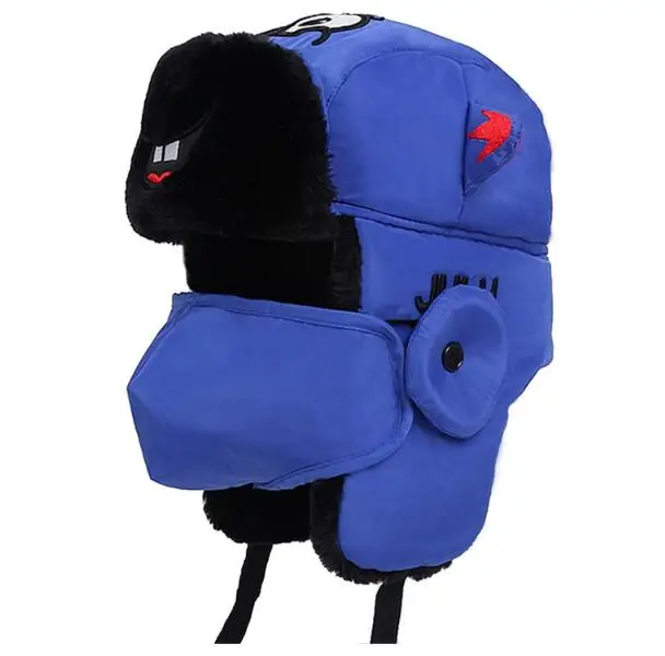kids blue Который в душе родителей детей взрослых мультфильм бомбера шляпа Милая маска зимние наушники шапка для мальчиков и девочек Искусственный мех русский шлем летчика - Цвет: kids blue