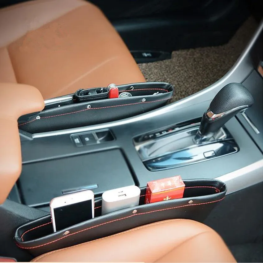 2018 New Car Seat Crevice Pockets Leather Storage Box for ford kia sportage 3 mitsubishi lancer 10 renault logan bmw x5 e53