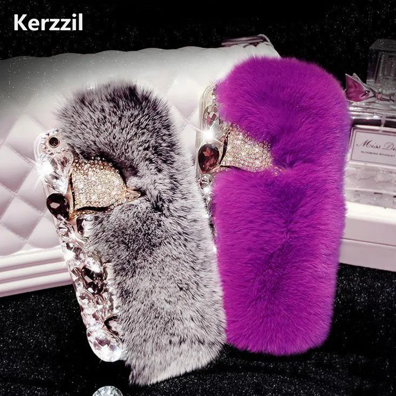 Kerzzil для iPhone 7 6 6S Plus блестящий чехол с кроличьим мехом лисой телефона 6s plus чехол|case