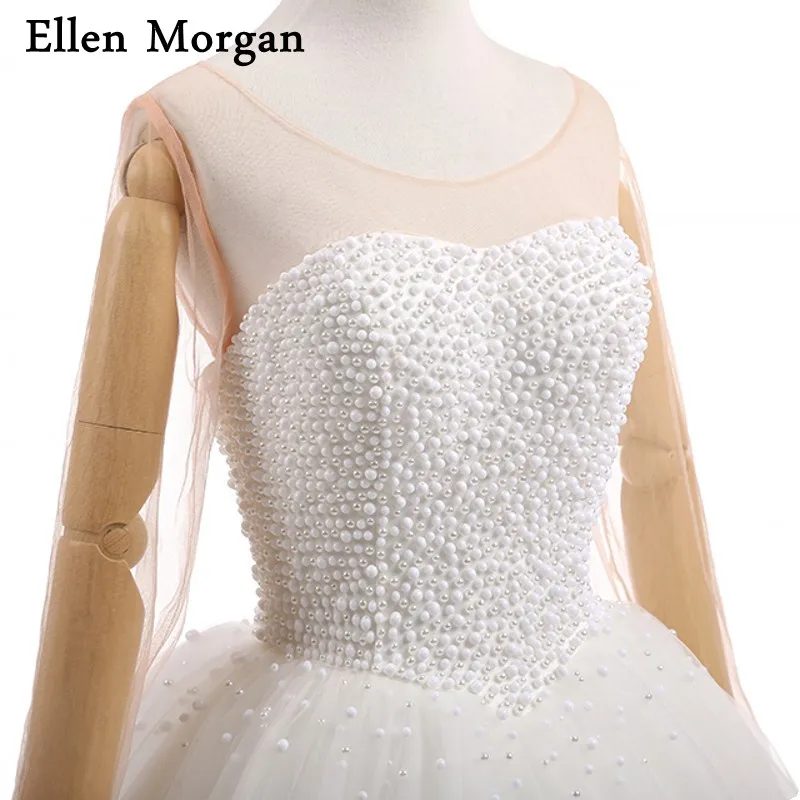 Vintage Long Sleeve Wedding Dresses for African Black Skin Girls Sheer Neck Pearls Corset Lace up Cheap 2017 Vestido De Noiva | Свадьбы и