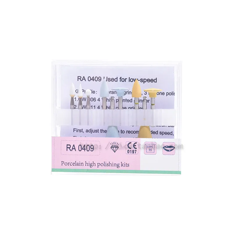 

New Arrival 1 set Dental Polishing Kits RA0409 Enamel Porcelain Tooth Trimmed Light-cured Low-speed Handpiece