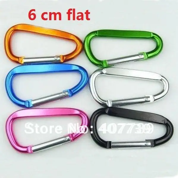 Плоский Алюминиевый карабин d формы 6 см 1000 шт. защелкивающийся брелок модный
