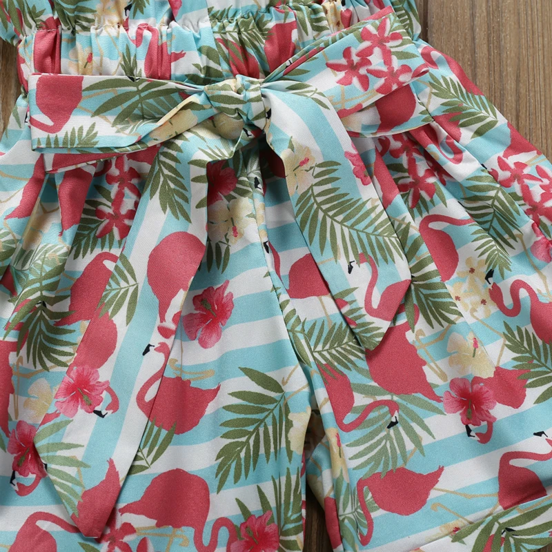 2pcs/set Baby Girls Clothes Pink Anchor Tops+ Flamingo Shorts Outfits Set Summer Girl | Детская одежда и обувь