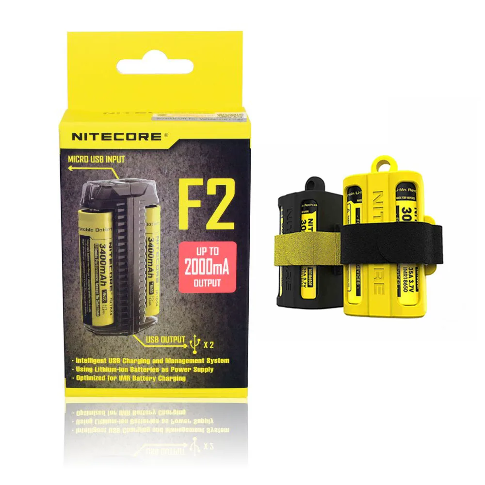 NITECORE F1 F2 двойного назначения зарядное устройство Банк мощности для зарядки 18650 RCR123 26650 14500 IMR/литий-ионные аккумуляторы - Цвет: F2 with nbm40