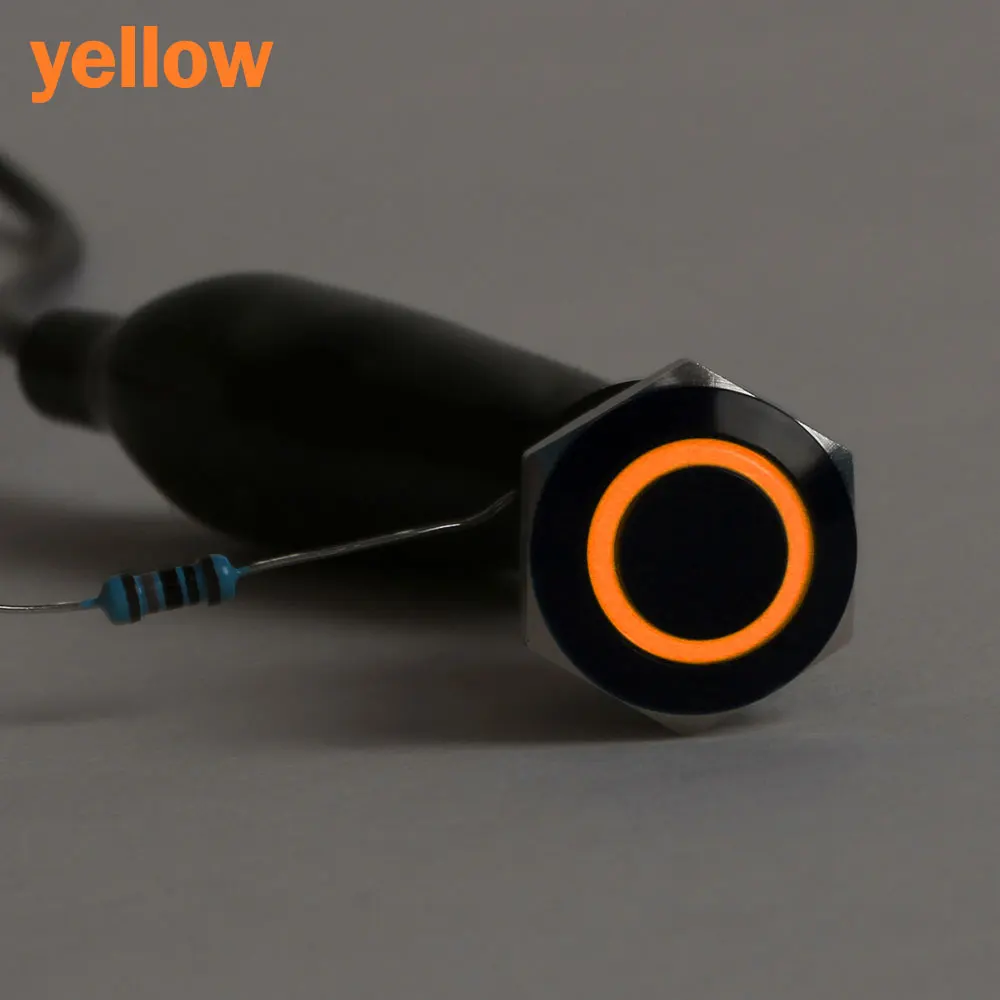 yellow Черный 12v 4 Pin 12mm светодиодный светильник питания Алюминиевый металлический кнопочный Мгновенный переключатель Водонепроницаемая фиксация переключатель автомобильный аксессуар - Цвет: yellow