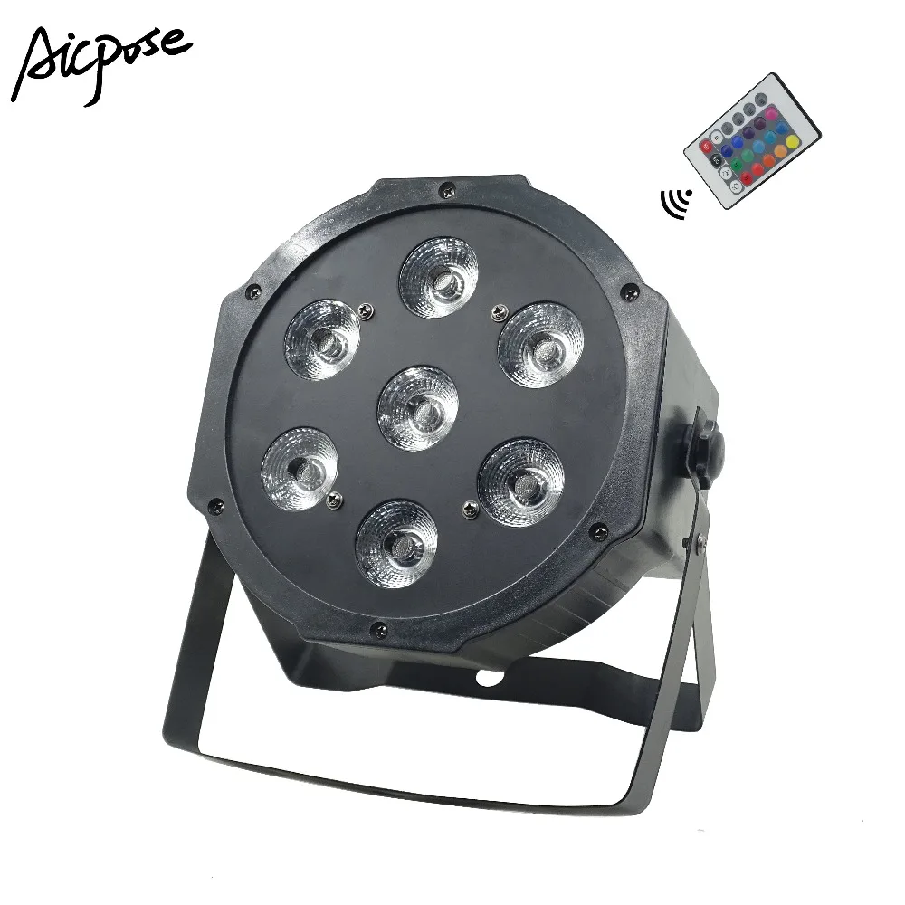 7x12 Вт RGBW 4в1 Led Par огни с пультом дистанционного управления большие линзы плоские