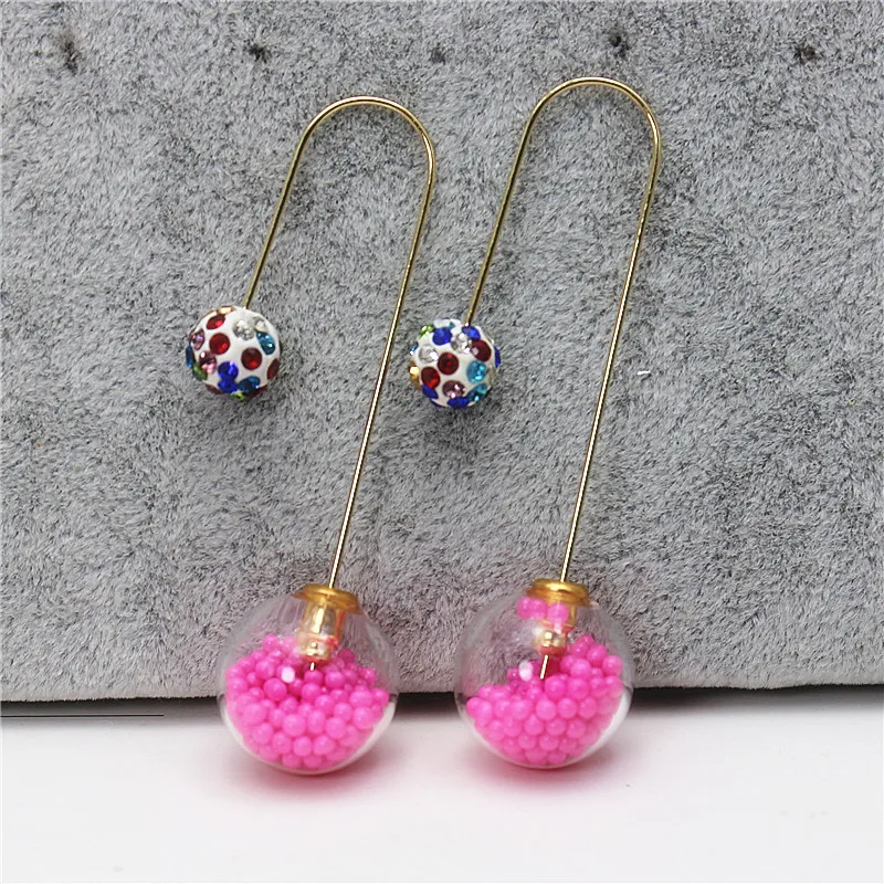 Женские серьги пусеты элегантные длинные из стекла новый дизайн 2019|earrings double|stud