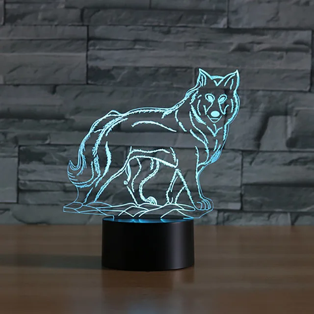 Волк Форма 3D ночник настольная лампа 3D для сна детская Спальня атмосферу USB 7 Красочные животных светильник Декор подарки