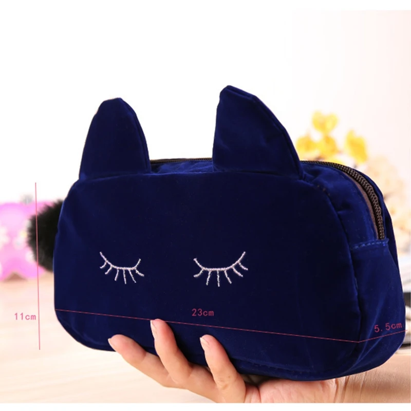 

Large Capacity Velvet Cat Shape Pen Bag Student Purse Stationery Pencil Case Woman Cosmetic Pencilcase Makeup Handbag Wallet