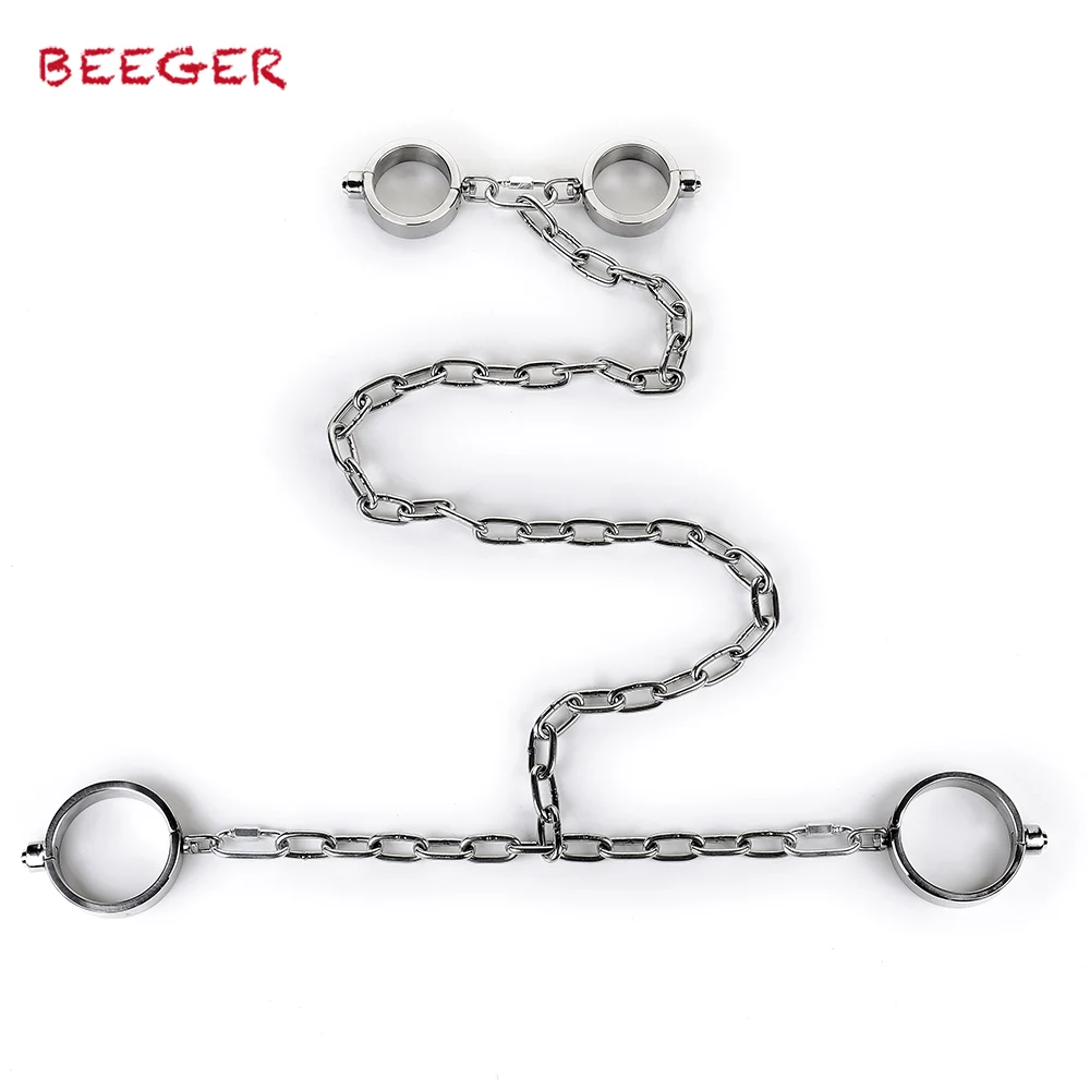 Длинная цепь BEEGER из нержавеющей стали бондаж для ног фиксаторы манжеты на