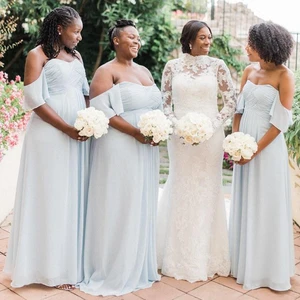 Bridesmaid Dresses 2019 New Chiffon Bridesmaid Dress Light Sky Blue Black Girls Maid of Honor Gown African Wedding Guest Dress Bridesmaid Dresses 2019 New Chiffon Bridesmaid Dress Light Sky Blue Black Girls Maid of Honor Gown African Wedding Guest Dress