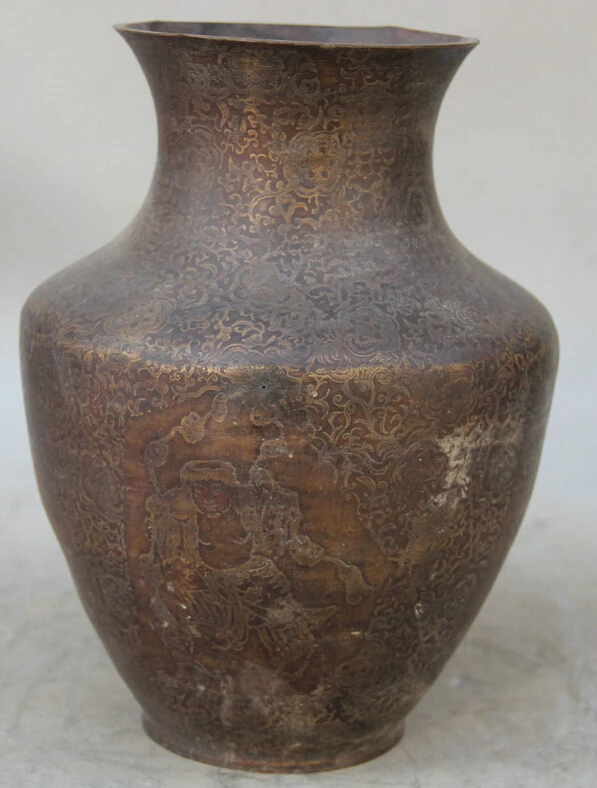

Песня voge gem S1852 9 надпись "Китайская Бронзовый народный лотоса Человек Мужчины судно цветок бутылки горшок