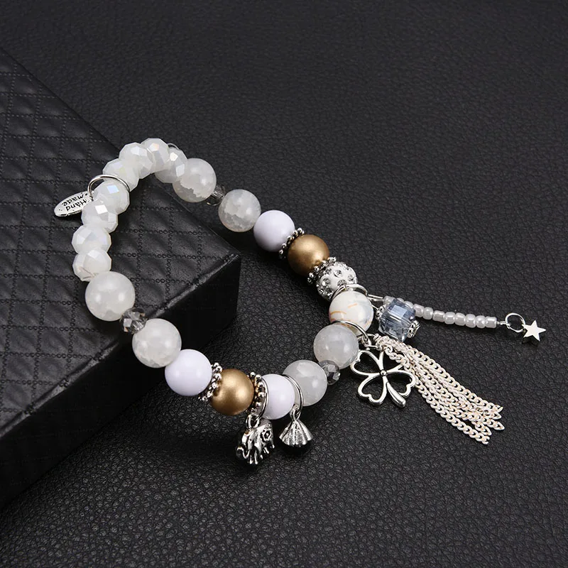 Модный серебряный браслет с шармами в виде слона женский стиле бохо большими